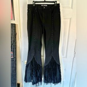 Idyllwind flare fringe black jeans size 14